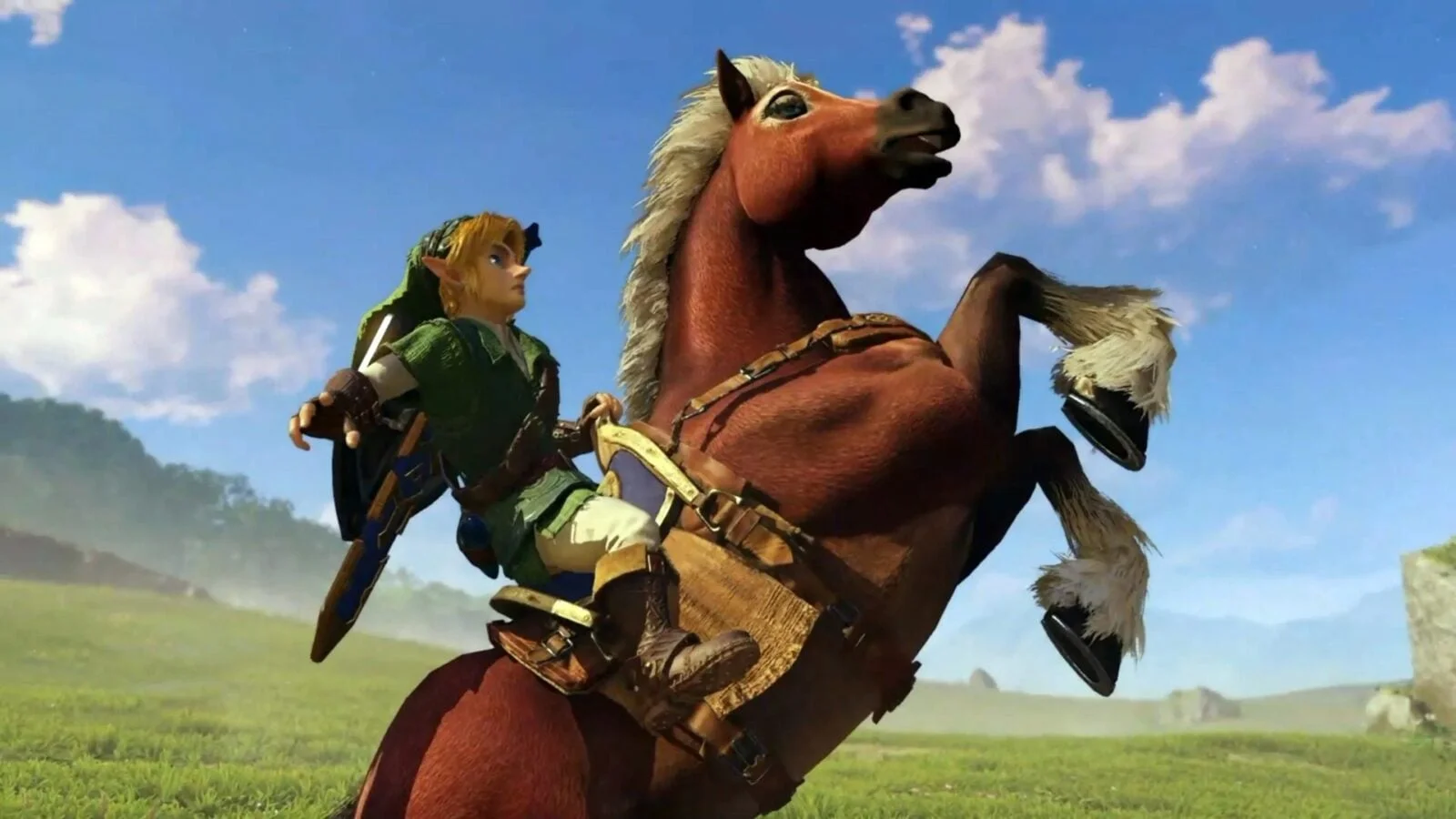 Epona, el caballo de Link, en una de las nuevas escenas de Hyrule Field reveladas durante el evento.