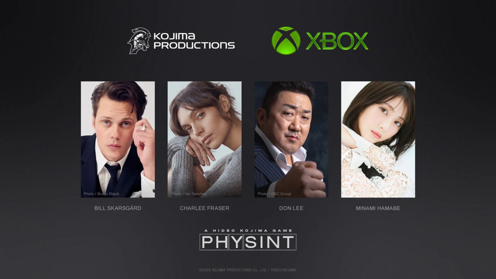 El elenco confirmado de PHYSINT: Bill Skarsgård, Charlee Fraser, Don Lee y Minami Hamabe